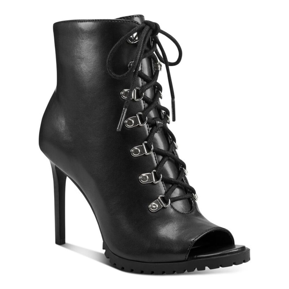 INC Womens Black Front Arch Support Florita Open Toe Stiletto Zip-Up Booties 5 M